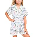 Girls Pajamas Sets, Kids Monkey Button Down Sleepover Loungewear