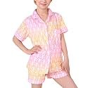 Girls Pajamas Sets, Kids Monkey Button Down Sleepover Loungewear