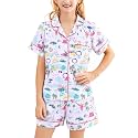 Girls Pajamas Sets, Kids Monkey Button Down Sleepover Loungewear