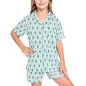 Girls Pajamas Sets, Kids Monkey Button Down Sleepover Loungewear