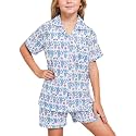 Girls Pajamas Sets, Kids Monkey Button Down Sleepover Loungewear