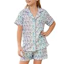 Girls Pajamas Sets, Kids Monkey Button Down Sleepover Loungewear
