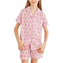 Girls Pajamas Sets, Kids Monkey Button Down Sleepover Loungewear