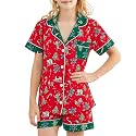 Girls Pajamas Sets, Kids Monkey Button Down Sleepover Loungewear