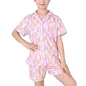 Girls Pajamas Sets, Kids Monkey Button Down Sleepover Loungewear