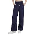 Girls Parachute Cargo Pants Drawstring Waterproof Causal Hiking Pants for Girls Pockets Lightweight Running Joggers