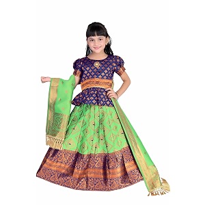 Girls Pattu Pavadai Ready to Wear Lehenga