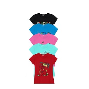 Girls Printed Cotton Half Sleeve Regular Fit