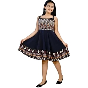 Girls Printed Fit Flare Dress
