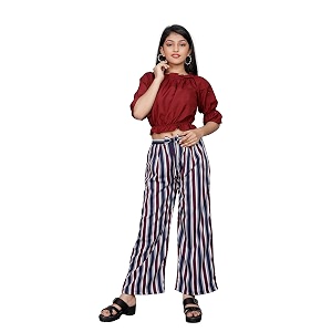 Girls Printed Floral Designer Top Palazzo
