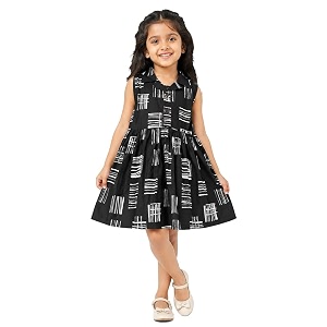 Girls Printed Knee Length Fit and Flare