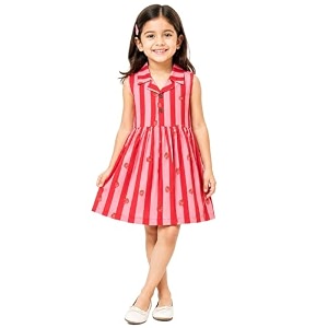 Girls Printed Knee Length Fit and Flare