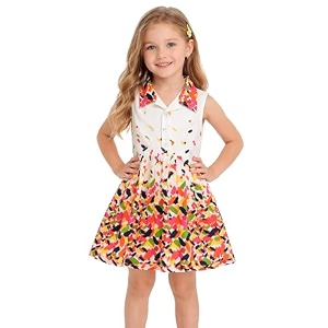 Girls Printed Knee Length Fit and Flare