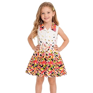 Girls Printed Knee Length Fit and Flare