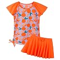 Girls Rash Guard 2 Pieces Bathing Suit UPF50+ Swimsuit with Swimming Skirt Swimwear 2-14Y