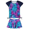 Girls Rash Guard 2 Pieces Bathing Suit UPF50+ Swimsuit with Swimming Skirt Swimwear 2-14Y
