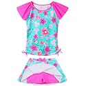 Girls Rash Guard 2 Pieces Bathing Suit UPF50+ Swimsuit with Swimming Skirt Swimwear 2-14Y