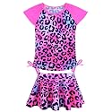 Girls Rash Guard 2 Pieces Bathing Suit UPF50+ Swimsuit with Swimming Skirt Swimwear 2-14Y