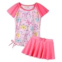 Girls Rash Guard 2 Pieces Bathing Suit UPF50+ Swimsuit with Swimming Skirt Swimwear 2-14Y