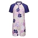 Girls Rash Guard Swimsuits One Piece Bathing Suits for Girls UPF 50+ Sun Protection Short Sleeve Sunsuits Zipper