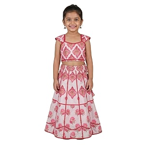 Girls Rayon Lehenga Choli Set with Inner