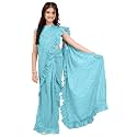 Girls Ready to Wear Supernet Saree with Unstitched Blouse Piece | Embellished Traditional Ethnic Ocassion Wear Wear Saree | Fancy Wedding, Festival, Birthday Dress for Kids
