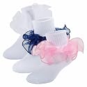 Girls Ruffle Socks Double Lace Turn Cuff Frilly Church Dress Socks