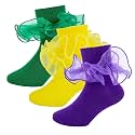 Girls Ruffle Socks Double Lace Turn Cuff Frilly Church Dress Socks