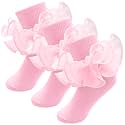 Girls Ruffle Socks Double Lace Turn Cuff Frilly Church Dress Socks