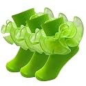 Girls Ruffle Socks Double Lace Turn Cuff Frilly Church Dress Socks