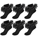 Girls Ruffle Socks Double Lace Turn Cuff Frilly Church Dress Socks