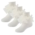 Girls Ruffle Socks Double Lace Turn Cuff Frilly Church Dress Socks