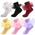 Girls Ruffle Socks Double Lace Turn Cuff Frilly Church Dress Socks