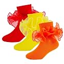Girls Ruffle Socks Double Lace Turn Cuff Frilly Church Dress Socks