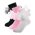 Girls Ruffle Socks Double Lace Turn Cuff Frilly Church Dress Socks