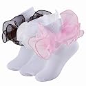 Girls Ruffle Socks Double Lace Turn Cuff Frilly Church Dress Socks