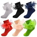 Girls Ruffle Socks Double Lace Turn Cuff Frilly Church Dress Socks