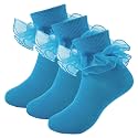 Girls Ruffle Socks Double Lace Turn Cuff Frilly Church Dress Socks