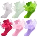 Girls Ruffle Socks Double Lace Turn Cuff Frilly Church Dress Socks
