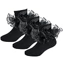 Girls Ruffle Socks Double Lace Turn Cuff Frilly Church Dress Socks