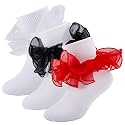 Girls Ruffle Socks Double Lace Turn Cuff Frilly Church Dress Socks
