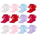 Girls Ruffle Socks Double Lace Turn Cuff Frilly Church Dress Socks