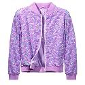 Girls Sequin Bomber Jacket Glitter Outwear Long Sleeve Zipper Jackets 5-12T