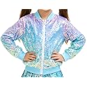 Girls Sequin Bomber Jacket Glitter Outwear Long Sleeve Zipper Jackets 5-12T