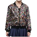 Girls Sequin Bomber Jacket Glitter Outwear Long Sleeve Zipper Jackets 5-12T