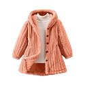 Girls Sherpa Fuzzy Coats Winter Padded Fleece Hooded Jackets Teen Kids Button Open Front Warm Windproof Outwear