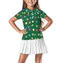 Girls Short Sleeve Golf Shirt 3 Button Up Lapel Collar Tennis Shirts Quick Dry Uniform Athletic Tank Tops for 5-14Y
