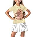 Girls Short Sleeve Golf Shirt 3 Button Up Lapel Collar Tennis Shirts Quick Dry Uniform Athletic Tank Tops for 5-14Y