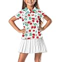 Girls Short Sleeve Golf Shirt 3 Button Up Lapel Collar Tennis Shirts Quick Dry Uniform Athletic Tank Tops for 5-14Y