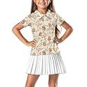 Girls Short Sleeve Golf Shirt 3 Button Up Lapel Collar Tennis Shirts Quick Dry Uniform Athletic Tank Tops for 5-14Y